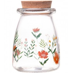 Pote 255ml Redondo De Vidro Com Tampa De Rolha Flora